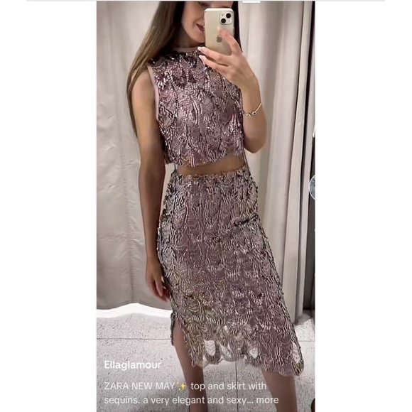 ZARA WOMEN MIDI SEQUIN MULTICOLORED SKIRT NWT XS,S,M,L - Picture 2 of 16